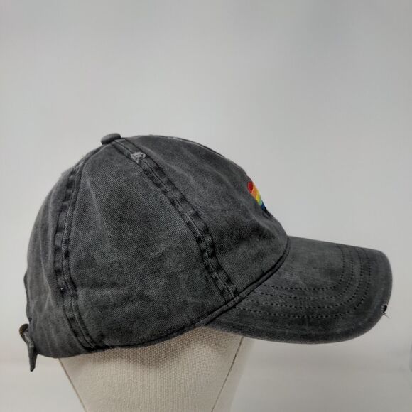Pride Rainbow Heart Slideback Hat Gray OSFM Embroidered David And Young - Picture 4 of 7